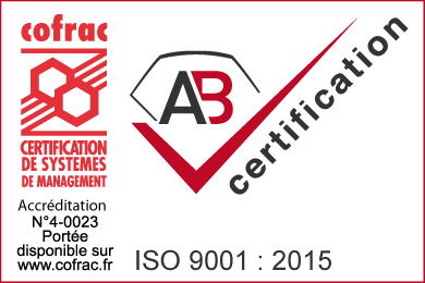 Marchio AB Certification ISO 9001:2015 con accreditamento Cofrac